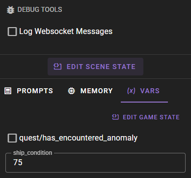 Debug Tools Vars Tab