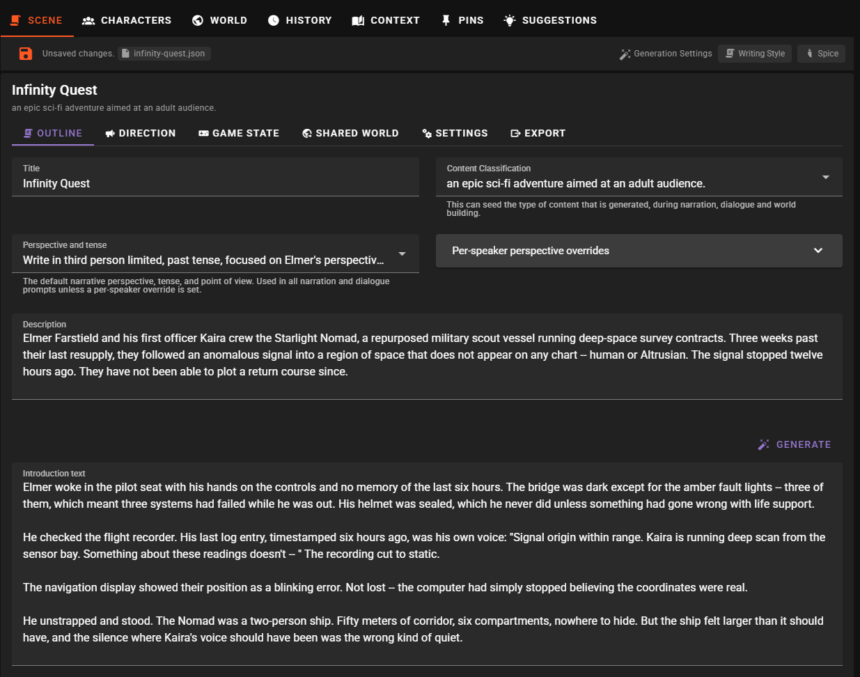 World editor scene outline 1