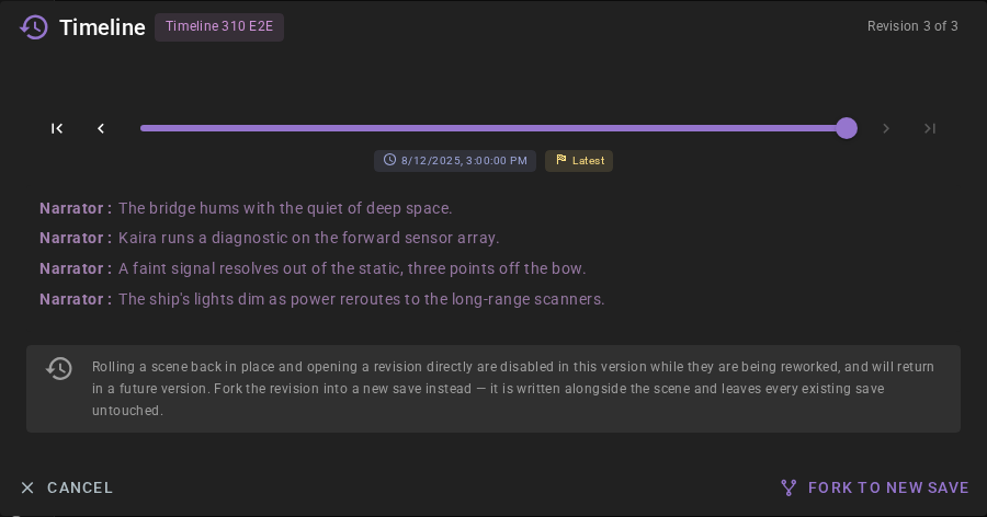 Timeline dialog