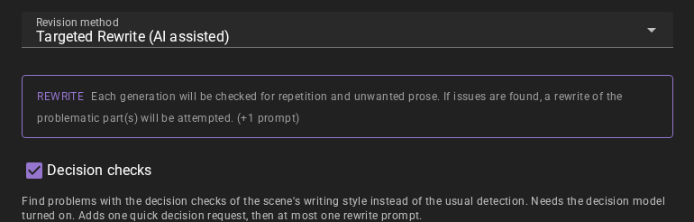 Editor Decision Checks settings