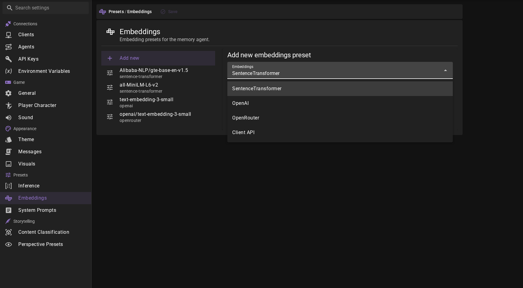 Add new embedding