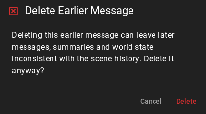 Delete confirmation for an earlier message